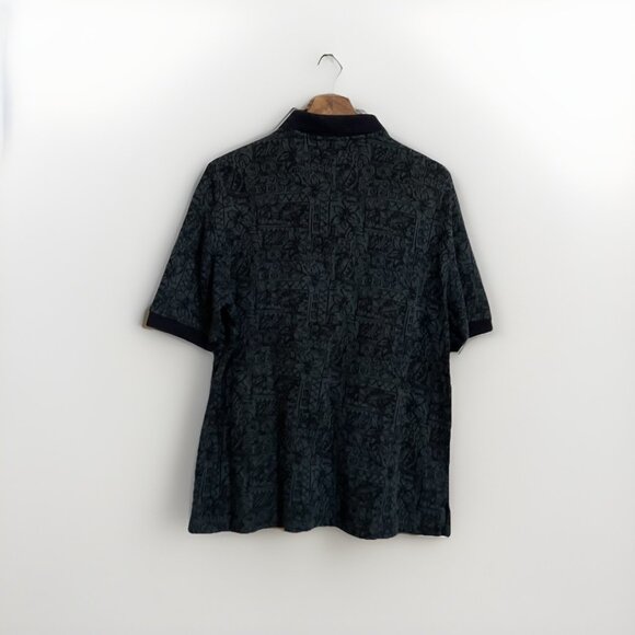 Ocean Pacific Mens Vtg Polo Shirt Sz L Palm Tree Print Preppy Casual Relaxed Fit - Picture 2 of 4